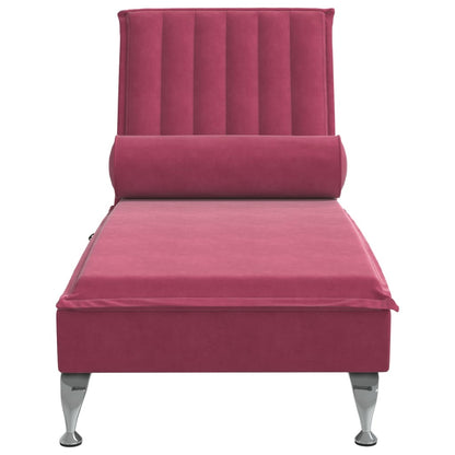 Chaise lounge de massagem com rolo veludo vermelho tinto