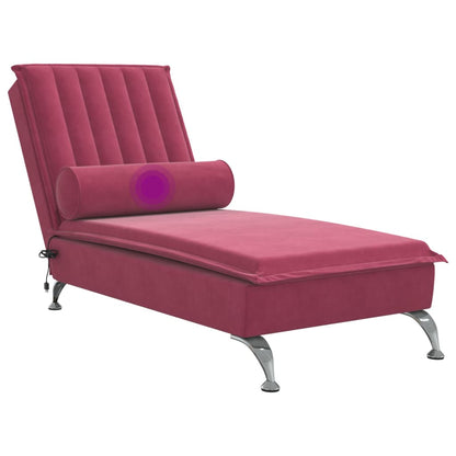 Chaise lounge de massagem com rolo veludo vermelho tinto