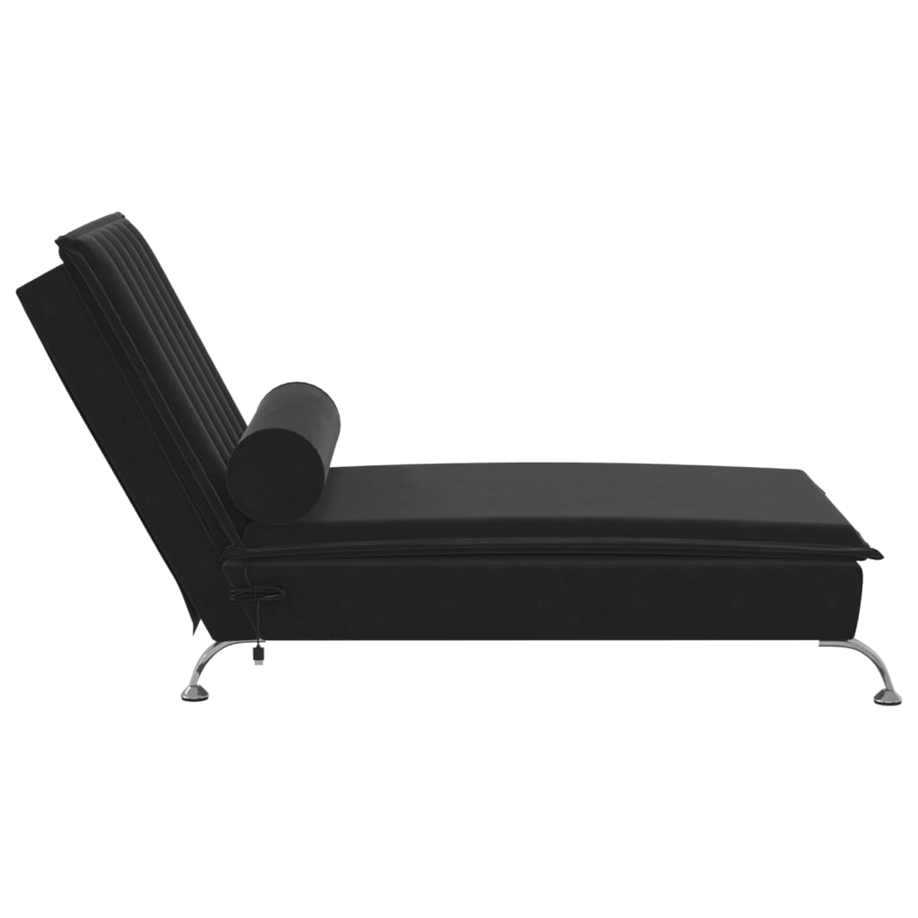 Chaise lounge de massagem com rolo veludo preto