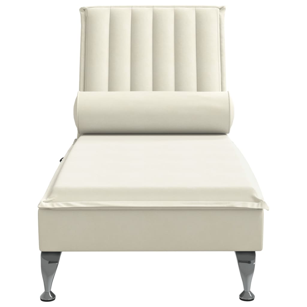 Chaise lounge de massagem com rolo veludo creme