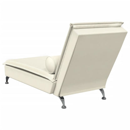 Chaise lounge de massagem com rolo veludo creme