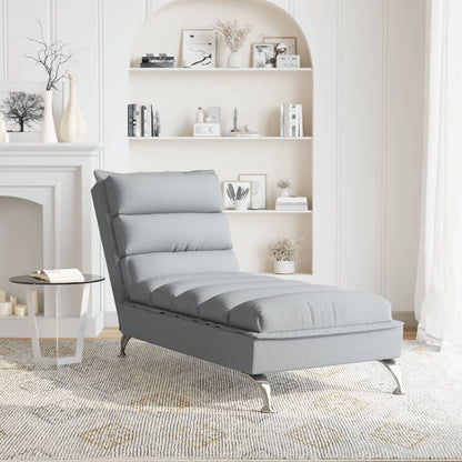 Chaise lounge com almofadões tecido cinzento-claro