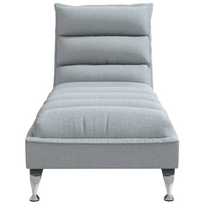 Chaise lounge com almofadões tecido cinzento-claro