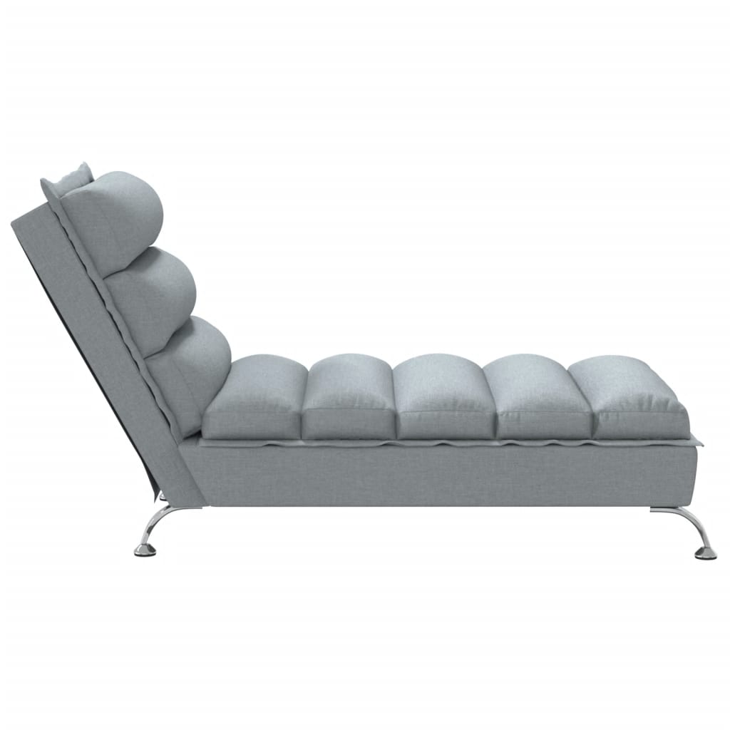 Chaise lounge com almofadões tecido cinzento-claro