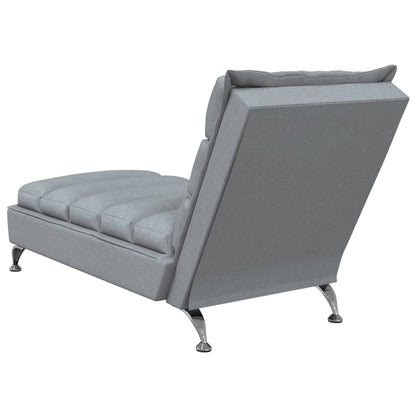 Chaise lounge com almofadões tecido cinzento-claro