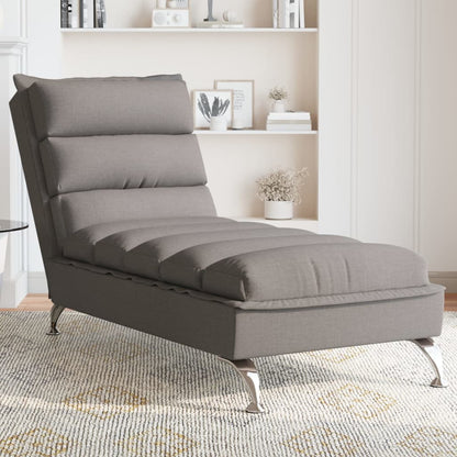 Chaise lounge com almofadões tecido cinzento-acastanhado