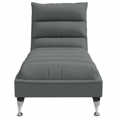 Chaise lounge de massagem com almofadões tecido cinzento-escuro