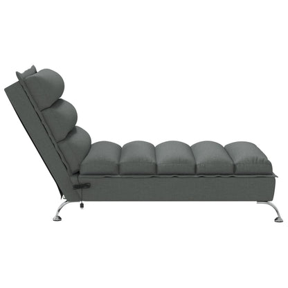 Chaise lounge de massagem com almofadões tecido cinzento-escuro