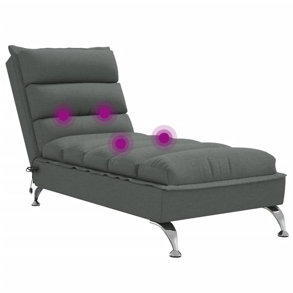 Chaise lounge de massagem com almofadões tecido cinzento-escuro