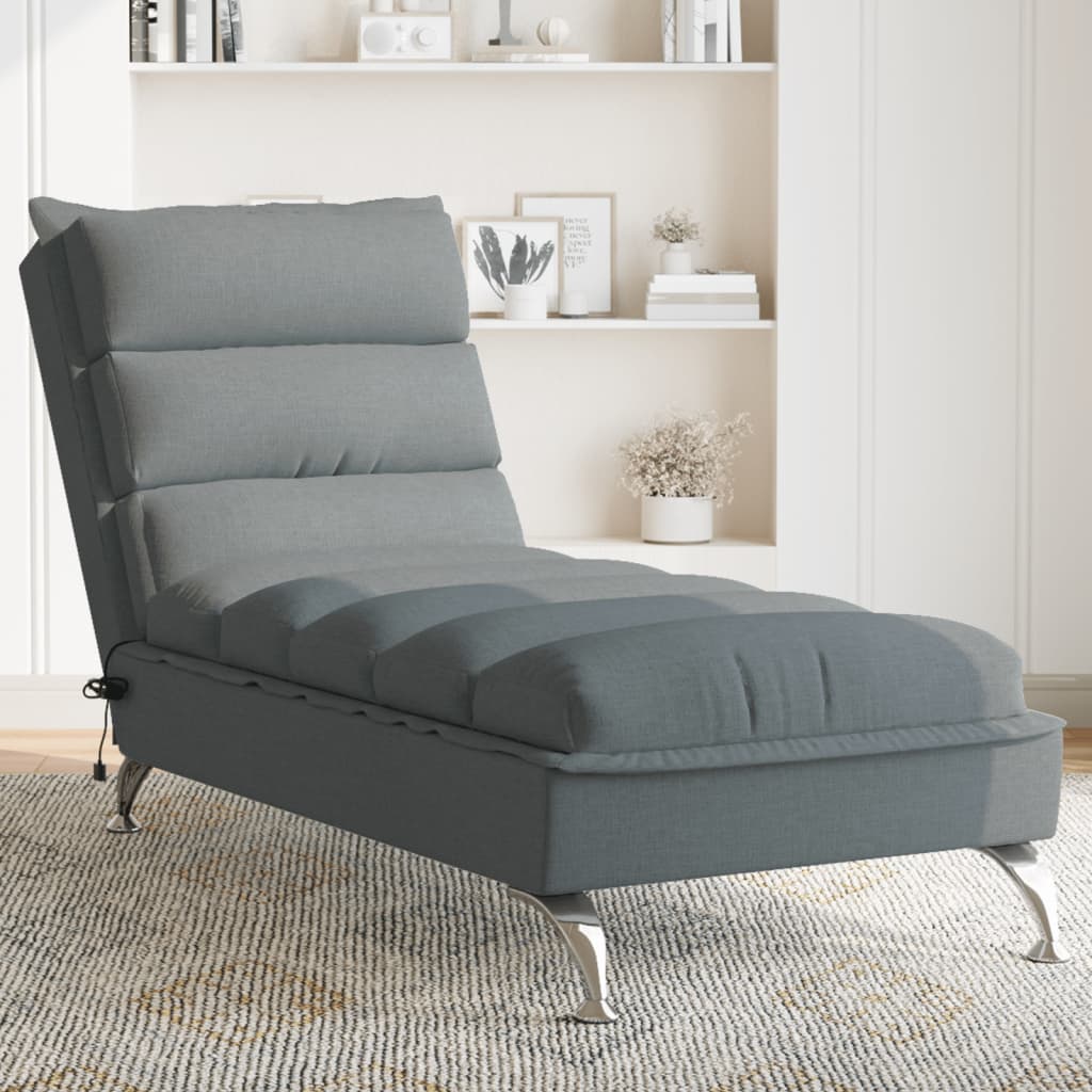 Chaise lounge de massagem com almofadões tecido cinzento-escuro