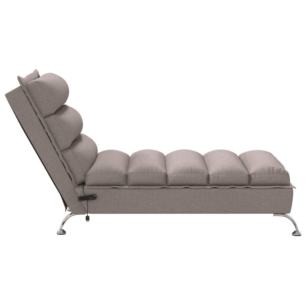 Chaise lounge massagem c/ almofadões tecido cinza-acastanhado