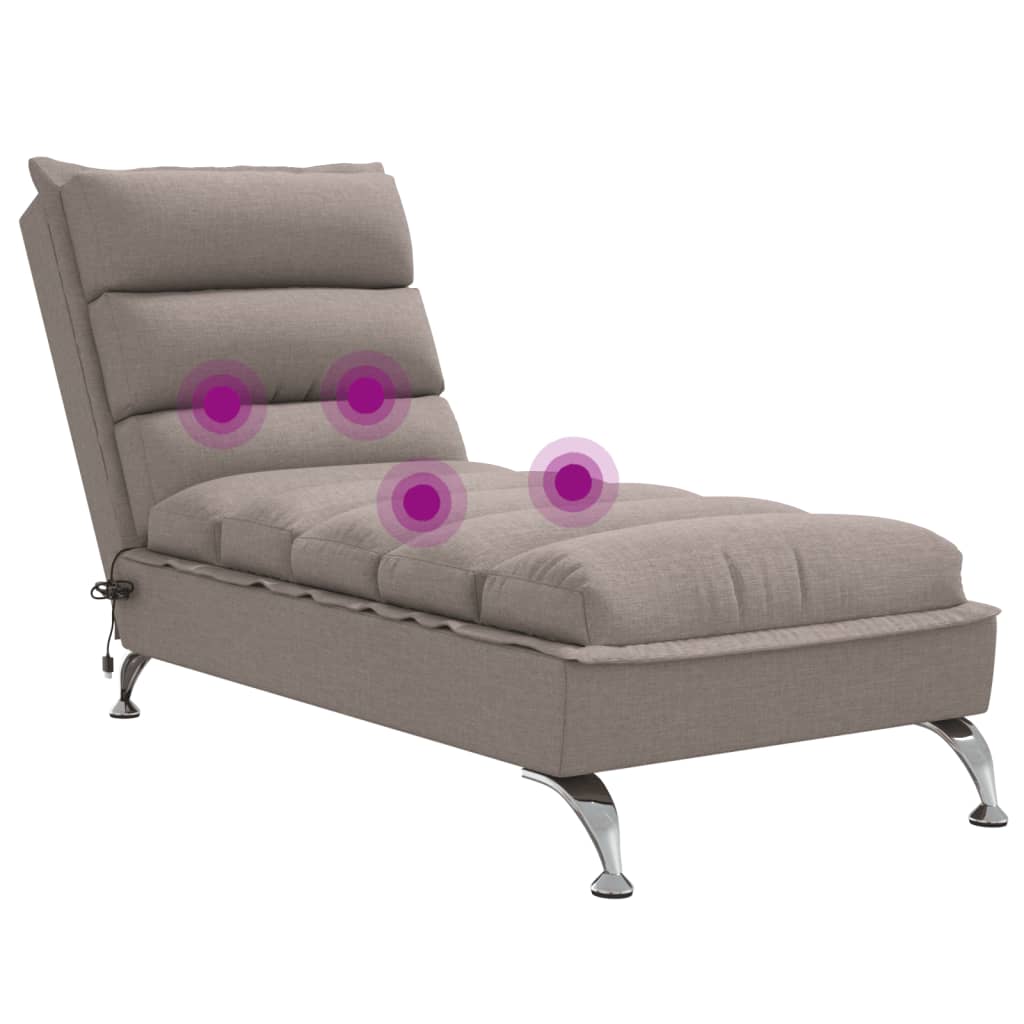 Chaise lounge massagem c/ almofadões tecido cinza-acastanhado