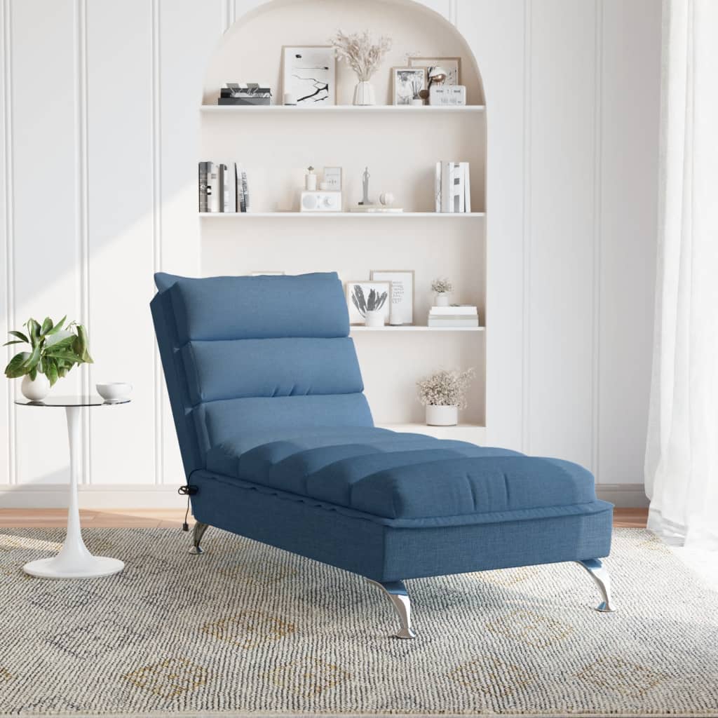 Chaise lounge de massagem com almofadões tecido azul