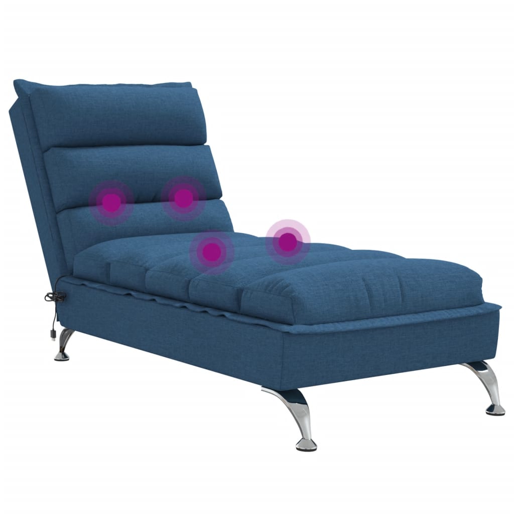 Chaise lounge de massagem com almofadões tecido azul