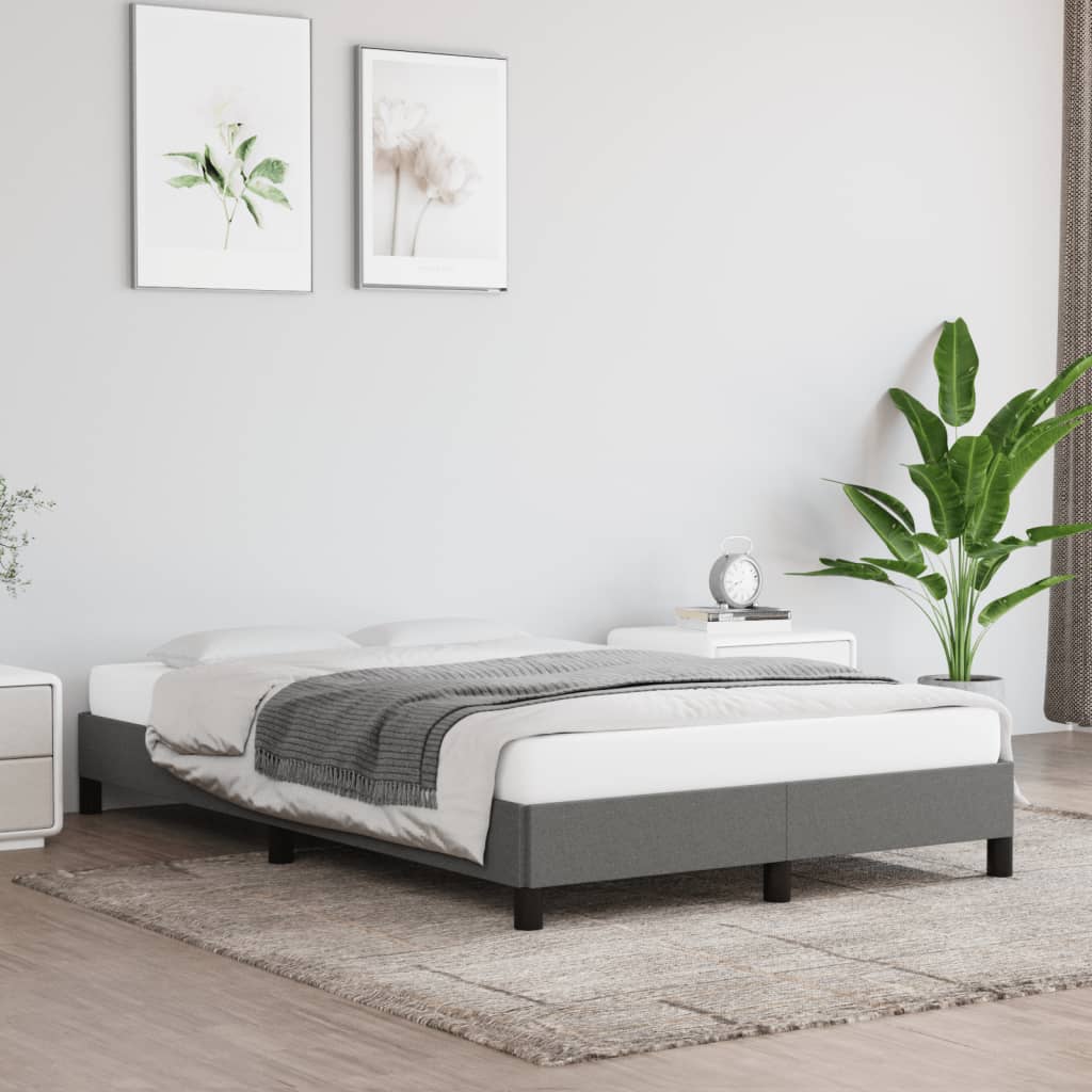 Estrutura de cama 120x190 cm tecido cinzento-escuro