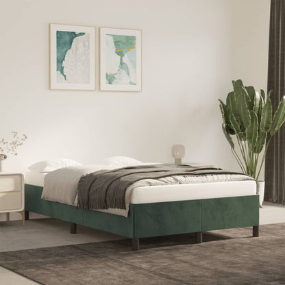 Estrutura de cama 120x190 cm veludo verde-escuro