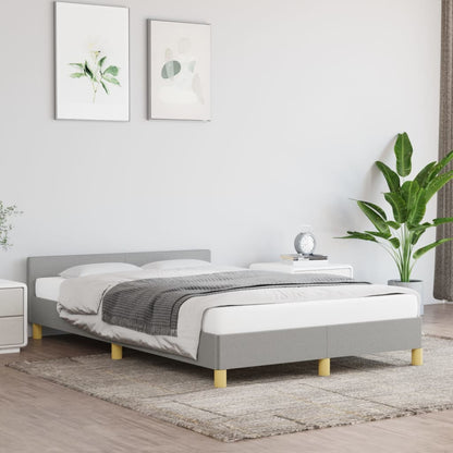 Estrutura de cama com cabeceira 120x190 cm tecido cinza-claro