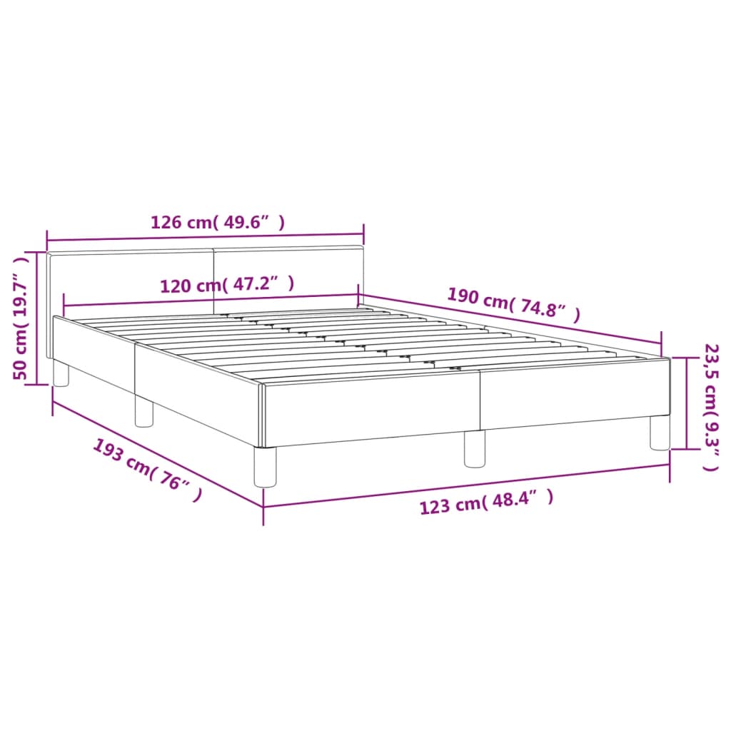 Estrutura de cama com cabeceira 120x190 cm tecido preto