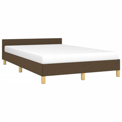 Estrutura de cama c/ cabeceira 120x190cm tecido castanho-escuro