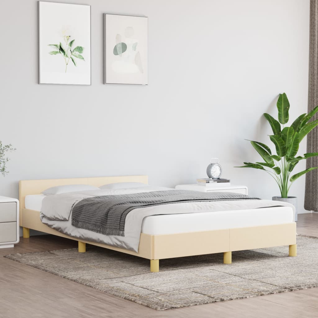 Estrutura de cama com cabeceira 120x190 cm tecido cor creme