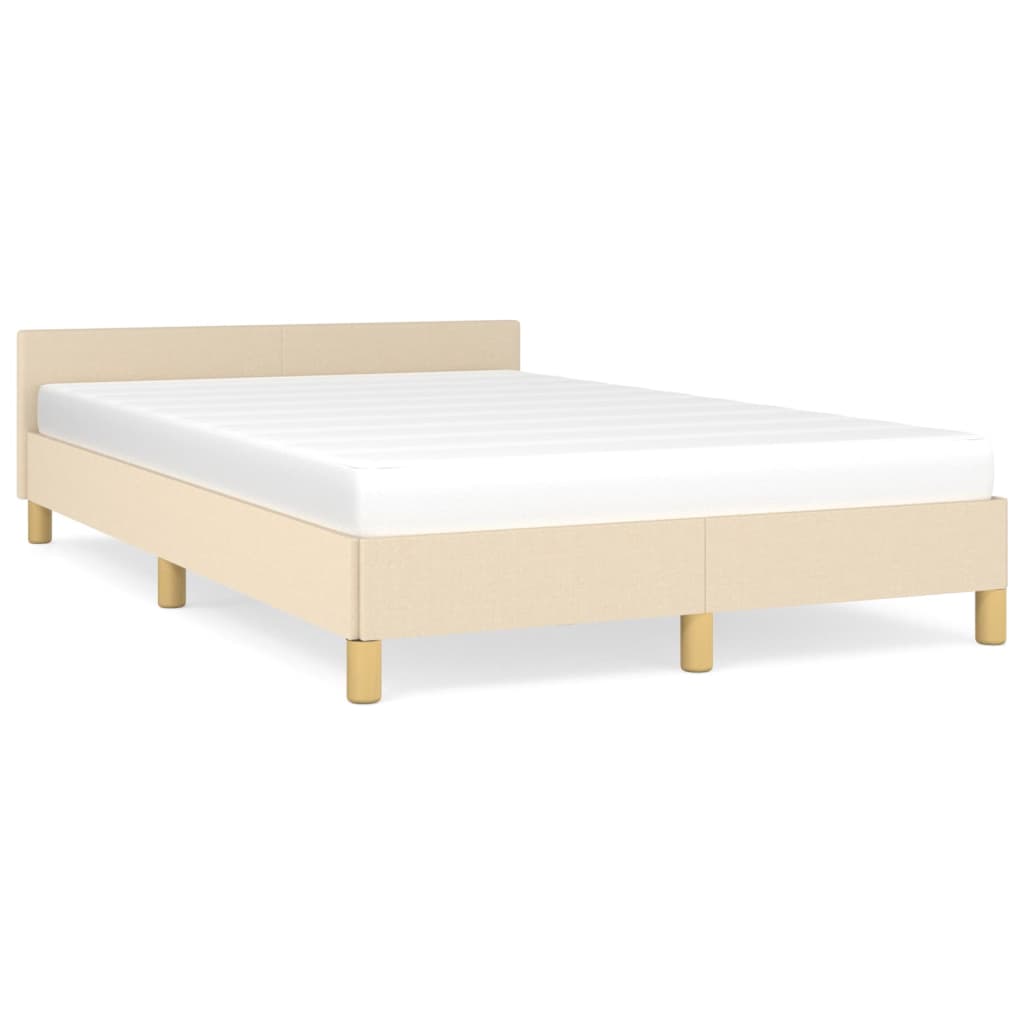 Estrutura de cama com cabeceira 120x190 cm tecido cor creme