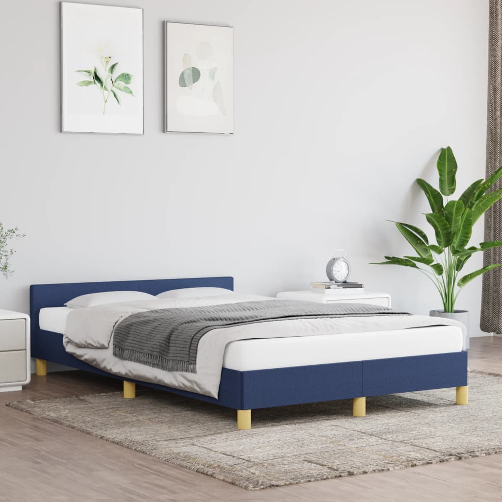 Estrutura de cama com cabeceira 120x190 cm tecido azul