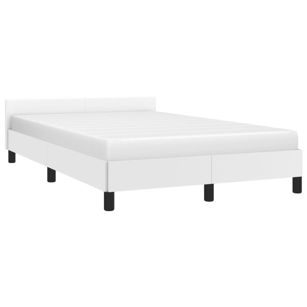 Estrutura cama c/ cabeceira 120x190 cm couro artificial branco