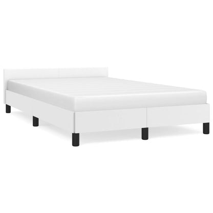 Estrutura cama c/ cabeceira 120x190 cm couro artificial branco