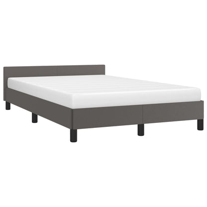 Estrutura de cama c/ cabeceira 120x190cm couro artificial cinza