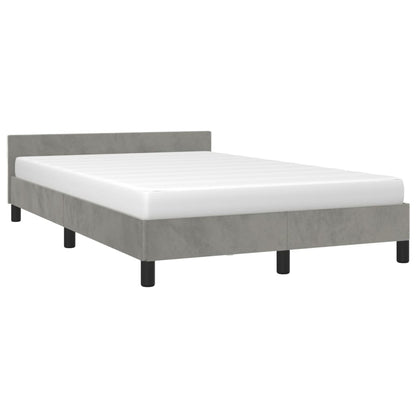 Estrutura de cama c/ cabeceira 120x190 cm veludo cinza-claro