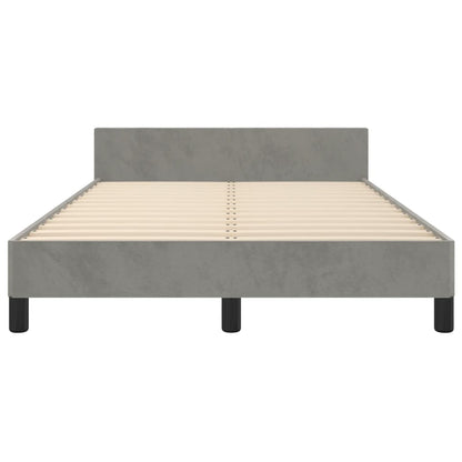 Estrutura de cama c/ cabeceira 120x190 cm veludo cinza-claro