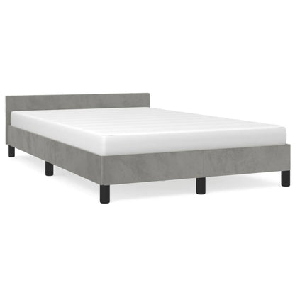 Estrutura de cama c/ cabeceira 120x190 cm veludo cinza-claro