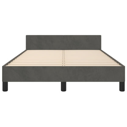 Estrutura de cama c/ cabeceira 120x190 cm veludo cinza-escuro