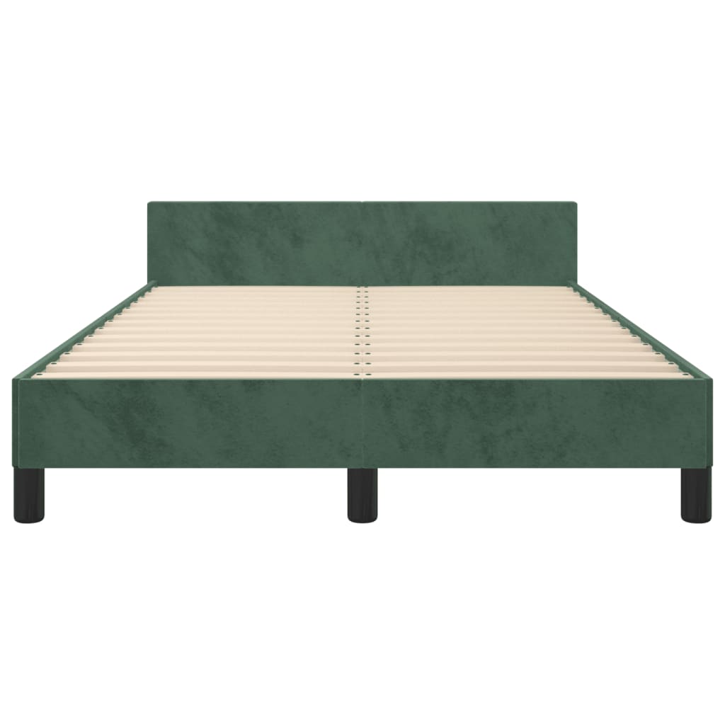 Estrutura de cama c/ cabeceira 120x190 cm veludo verde-escuro