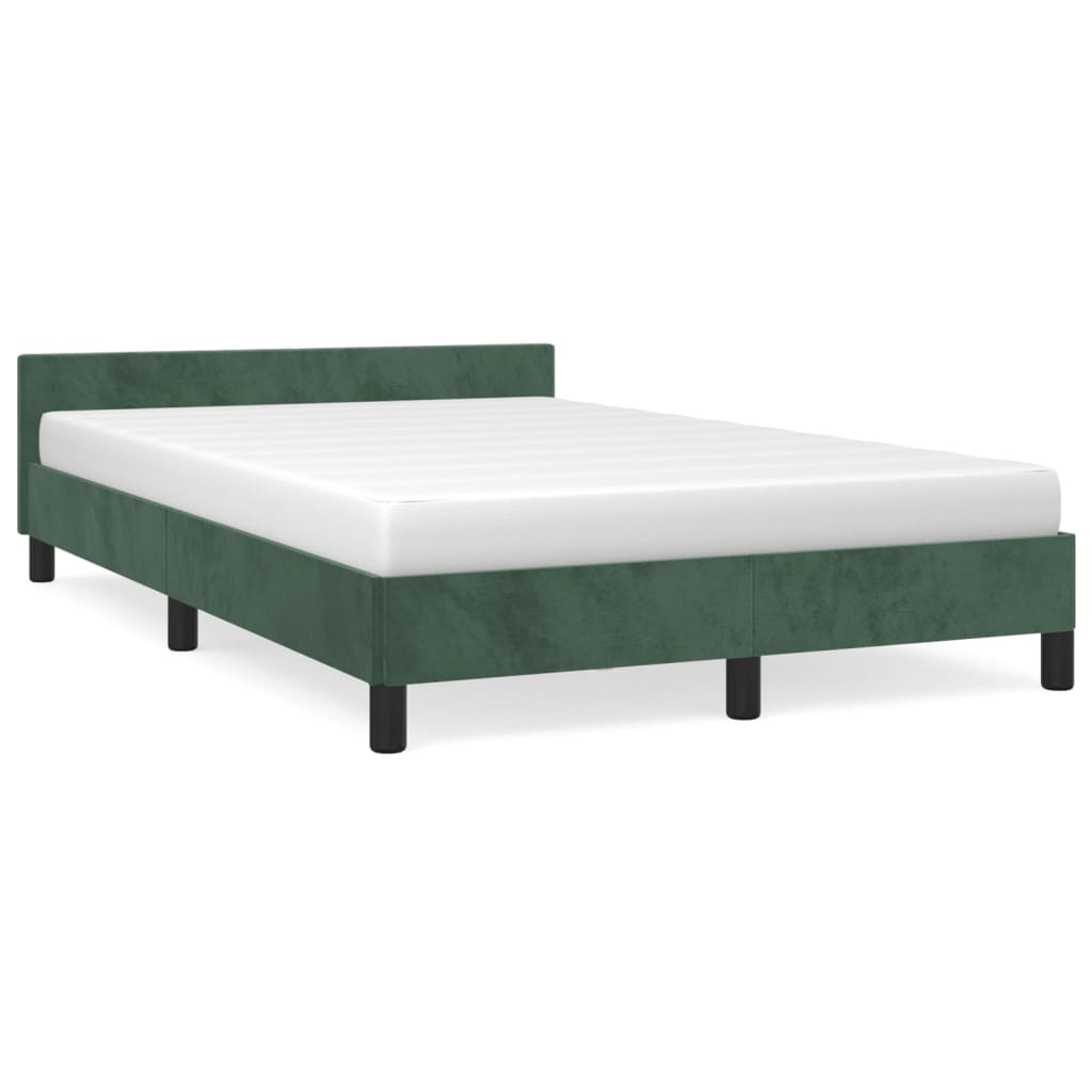 Estrutura de cama c/ cabeceira 120x190 cm veludo verde-escuro