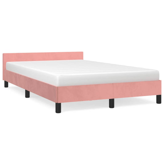 Estrutura de cama com cabeceira 120x190 cm veludo rosa