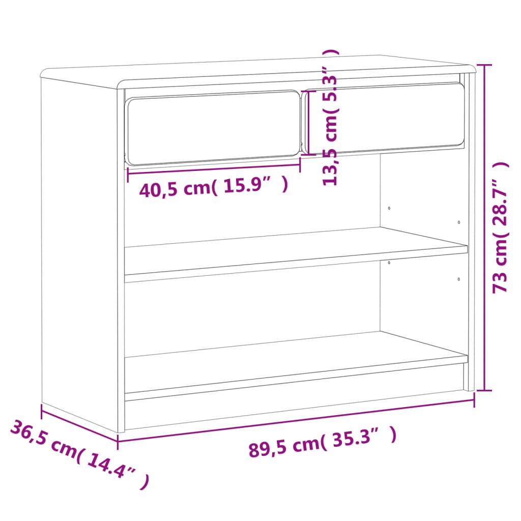 Mesa consola SAUDA 89,5x36,5x73 cm pinho maciço cor carvalho