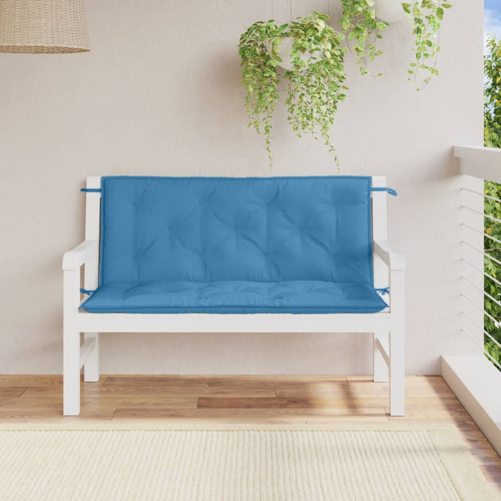 Almofadões banco jardim 2pcs 120x50x7 cm mesclado tecido azul