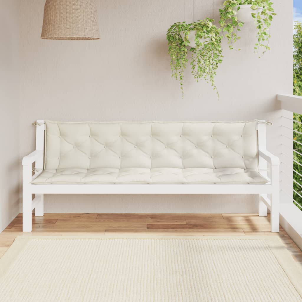 Almofadões banco jardim 2pcs 200x50x7cm mesclado tecido creme