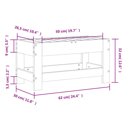 Apoio de pés para jardim 62x30x32 cm pinho maciço branco