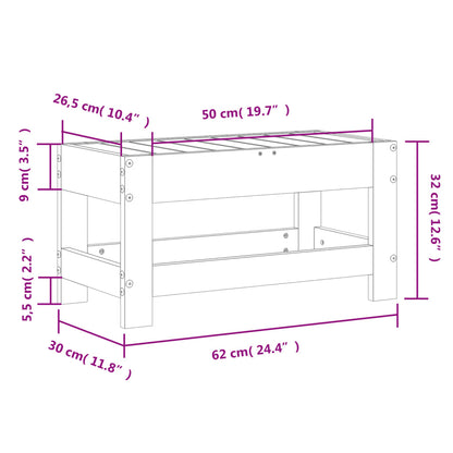 Apoio de pés para jardim 62x30x32 cm pinho maciço impregnado