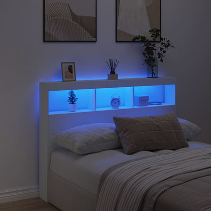 Armário de cabeceira com luzes LED 140x17x102 cm branco