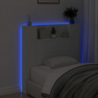 Armário de cabeceira com luzes LED 100x16,5x103,5 cm branco