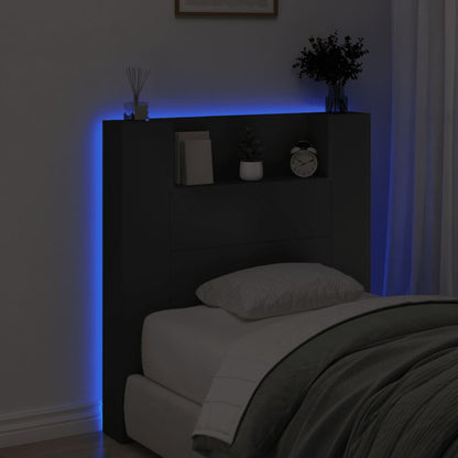 Armário de cabeceira com luzes LED 100x16,5x103,5 cm preto