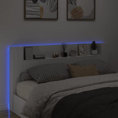 Armário de cabeceira com luzes LED 200x16,5x103,5 cm branco