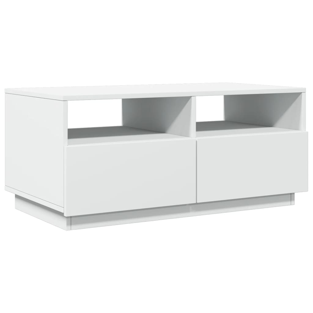 Mesa de centro com luzes LED 90x49x40 cm branco