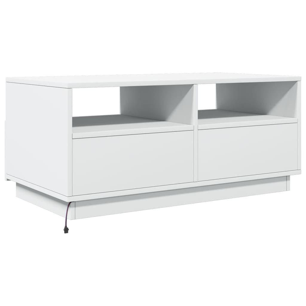 Mesa de centro com luzes LED 90x49x40 cm branco