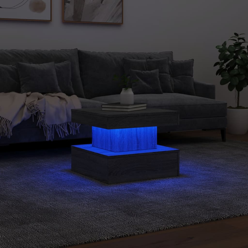 Mesa de centro com luzes LED 50x50x40 cm sonoma cinza-claro