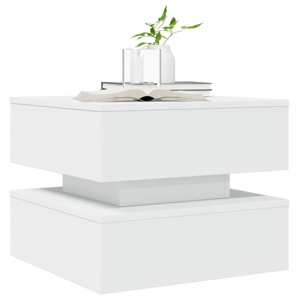 Mesa de centro com luzes LED 50x50x40 cm branco