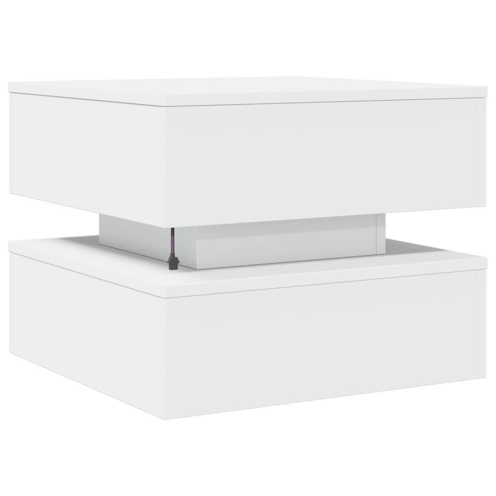 Mesa de centro com luzes LED 50x50x40 cm branco